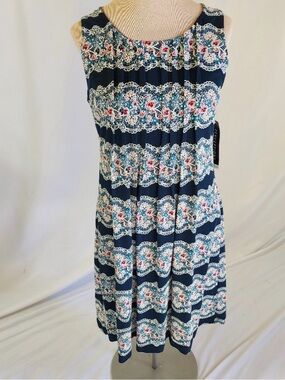 NWT Perceptions tank dress blue floral 10p